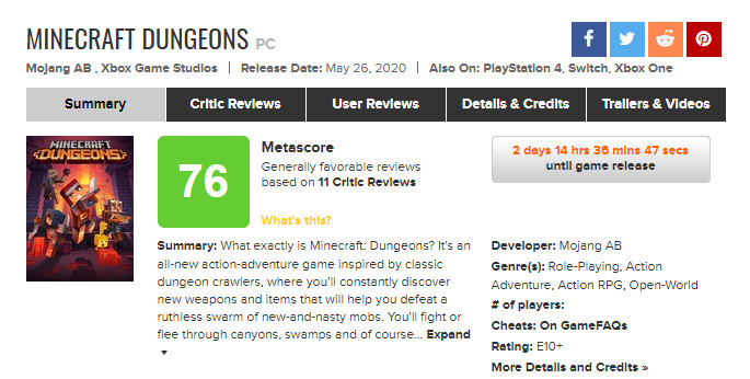 《我的世界：地下城》IGN 7分 好玩但缺乏深度