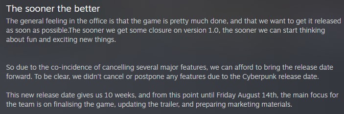 《异星工厂》宣布8月14日结束Steam抢先测试 避开《赛博朋克》？