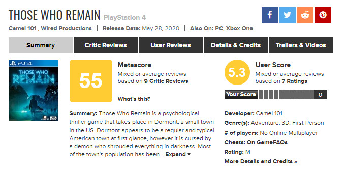 《残存之人》IGN 6分 Steam评价“褒贬不一”