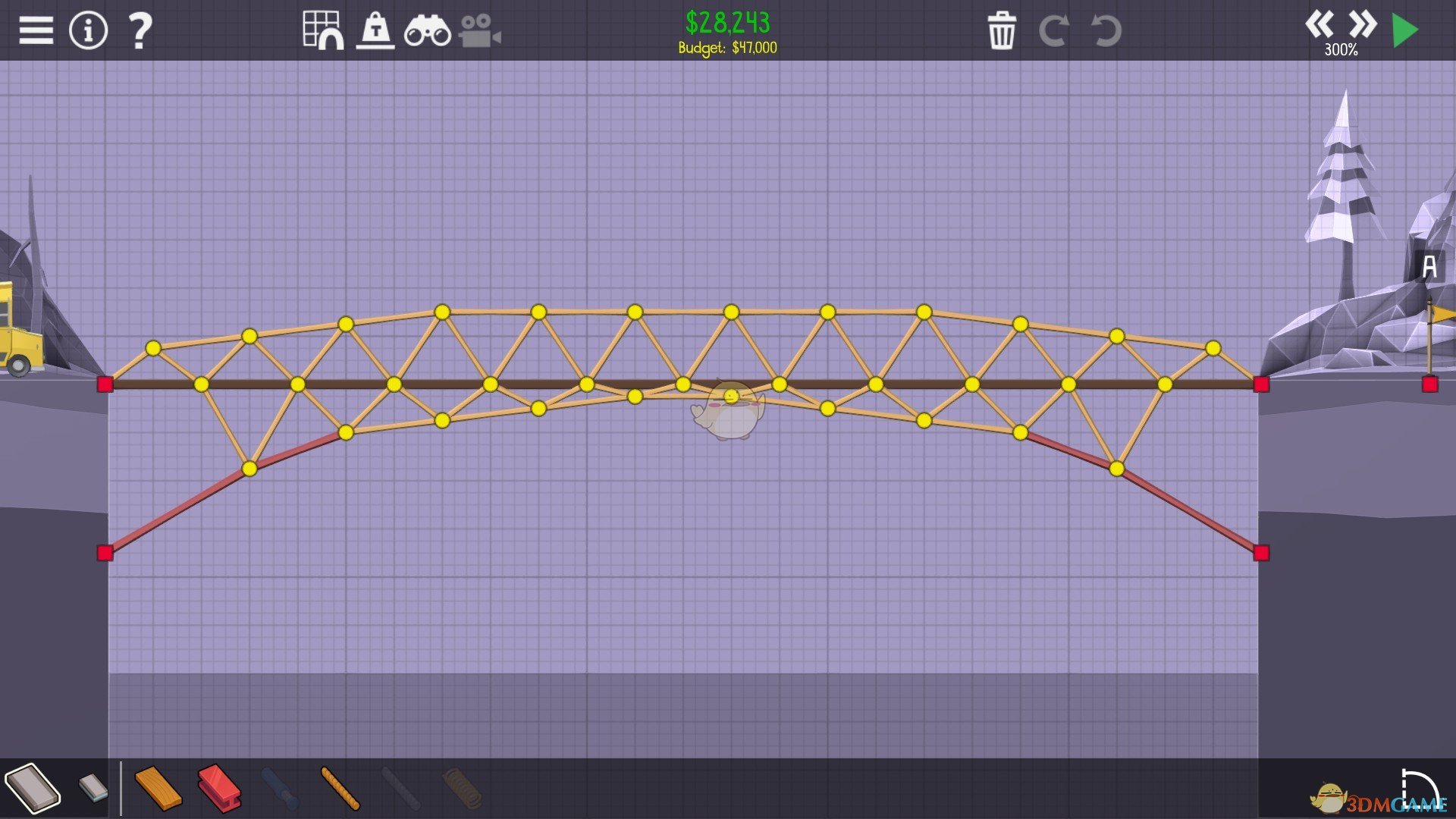 《桥梁建筑师2》松林山峰大型桥梁攻略