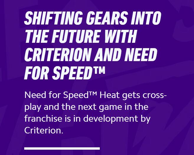 EA：Criterion Games在开发《极品飞车》新作