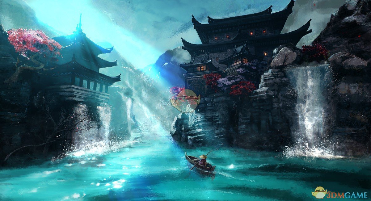 《Wallpaper Engine》古风山中河岸的楼阁动态壁纸