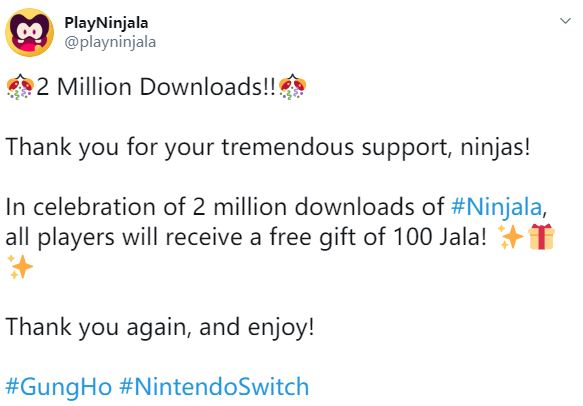 Switch免费对战游戏《Ninjala》 下载量突破200万