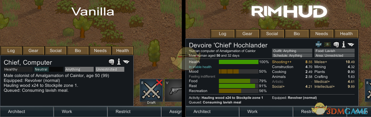 《环世界》更详细的界面v1.1 MOD