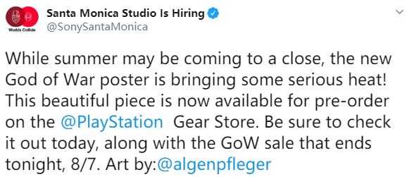 《战神4》推出限定版实体海报 预购价近60美元
