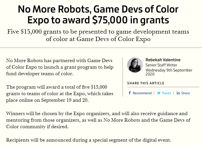 《速降王者》厂商资助有色人种游戏团队 捐出7.5万美元