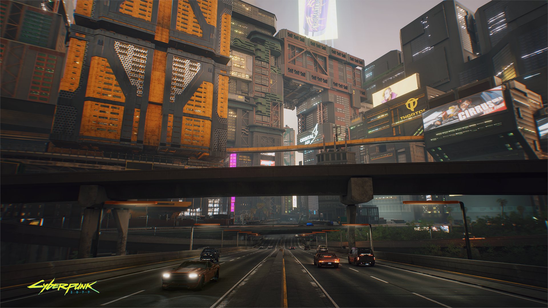 《赛博朋克2077》新截图 从不堵车的不夜城道路