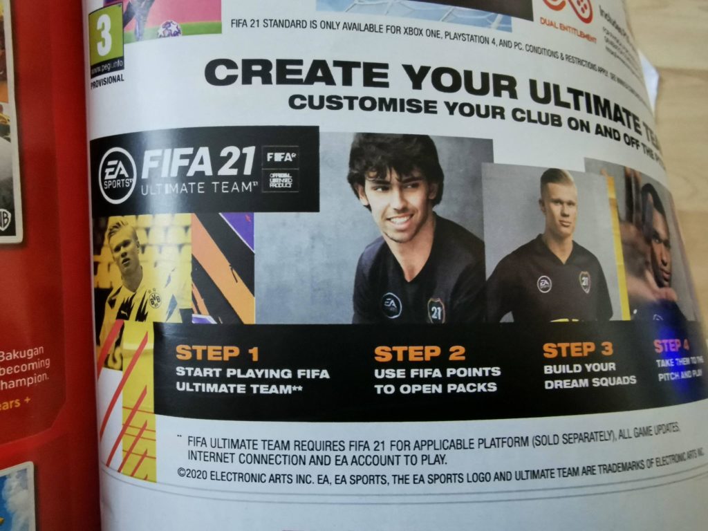 EA因在儿童玩具杂志内做《FIFA》氪金广告被喷