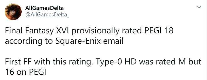 《最终幻想16》被评级为18+ 首次达到成人级别 尺度不小