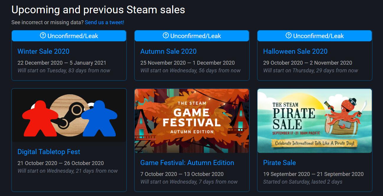 Steam今年万圣节秋促和冬促时间曝光 准备剁手了