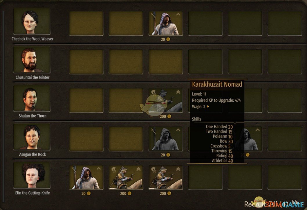 《骑马与砍杀2》多样化新兵招募池MOD