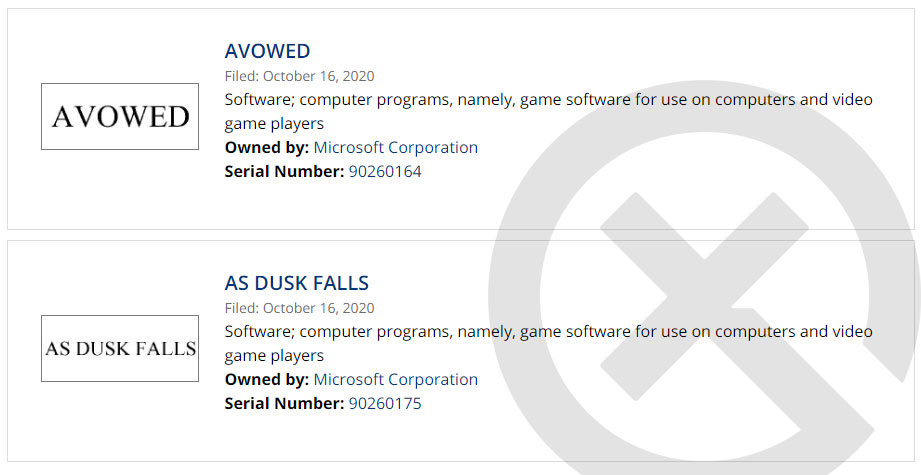 微软新作《宣誓》和《黄昏降临时》已完成商标注册