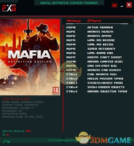 《黑手党：最终版》v1.0.1十五项修改器[FutureX]