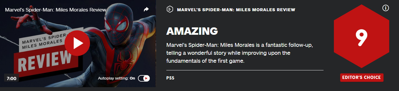 《漫威蜘蛛侠：迈尔斯·莫拉莱斯》IGN 9分 不容错过的续篇