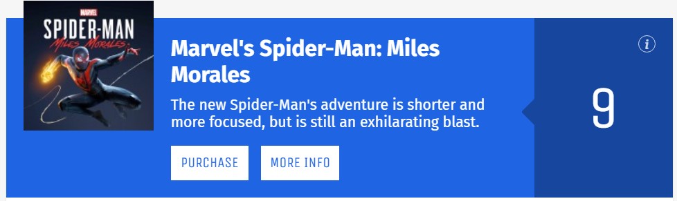 《漫威蜘蛛侠：迈尔斯·莫拉莱斯》IGN 9分：有史以来最棒的超英游戏之一