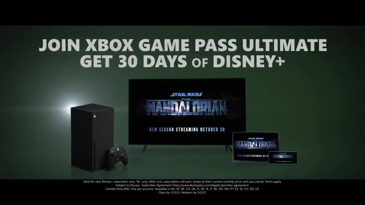 Xbox Game Pass Ultimate订阅送30天迪士尼+会员