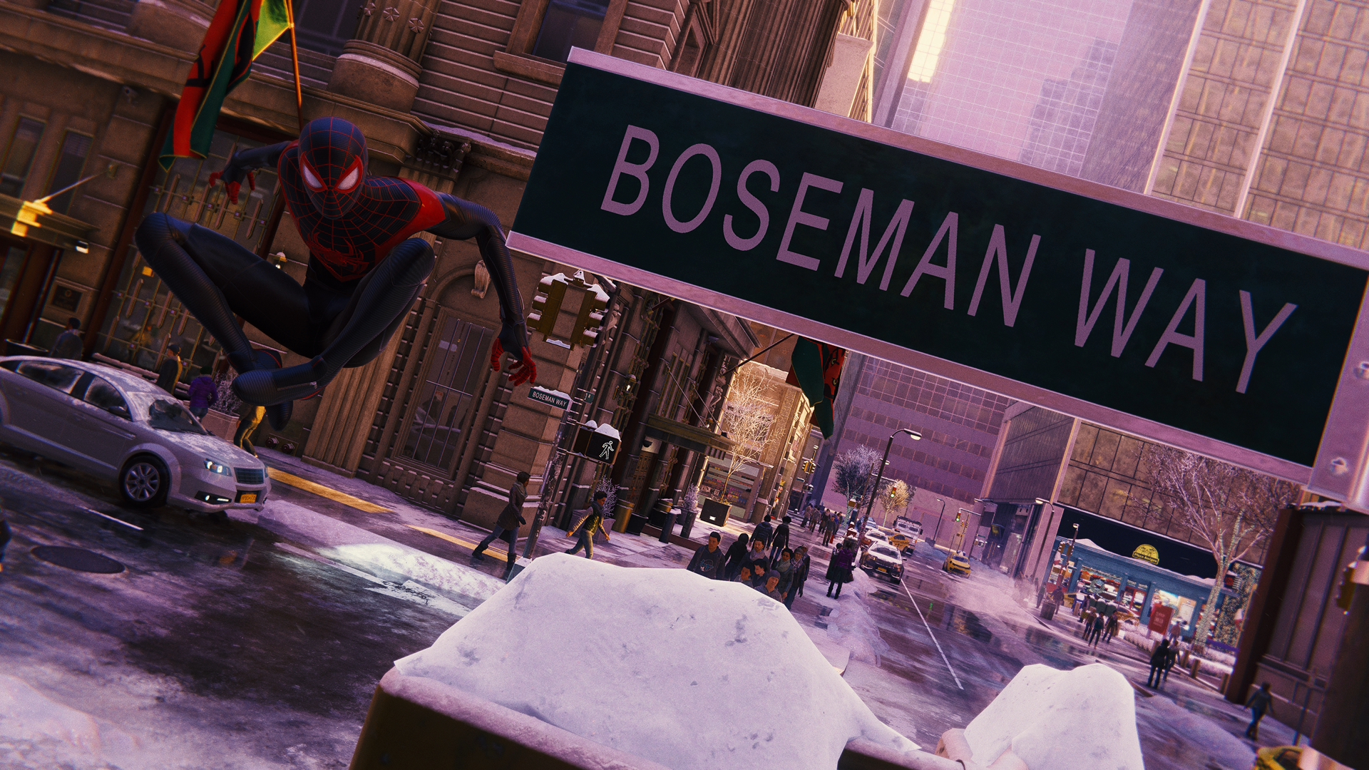 《漫威蜘蛛侠：迈尔斯》有以黑豹饰演者命名的道路