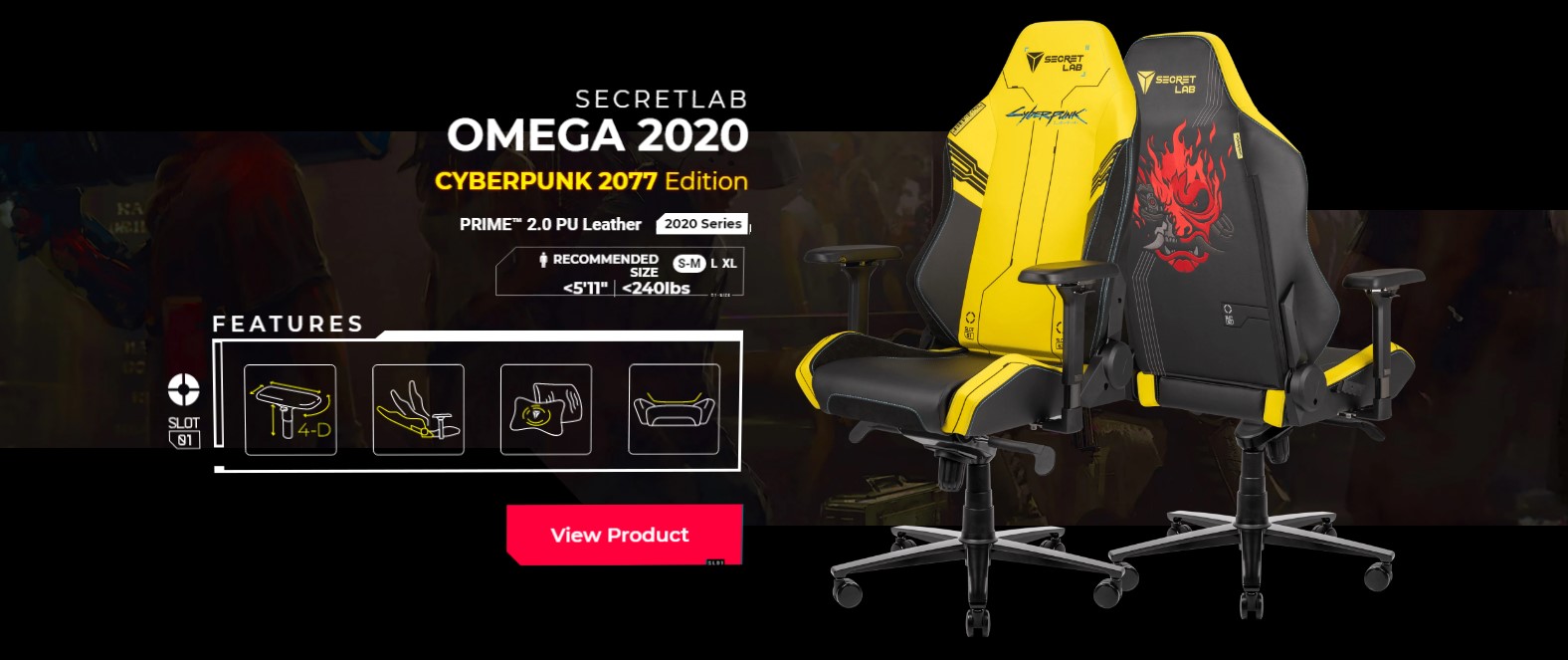 Secretlab x 《赛博朋克2077》电竞椅再次开卖 售价449美元起