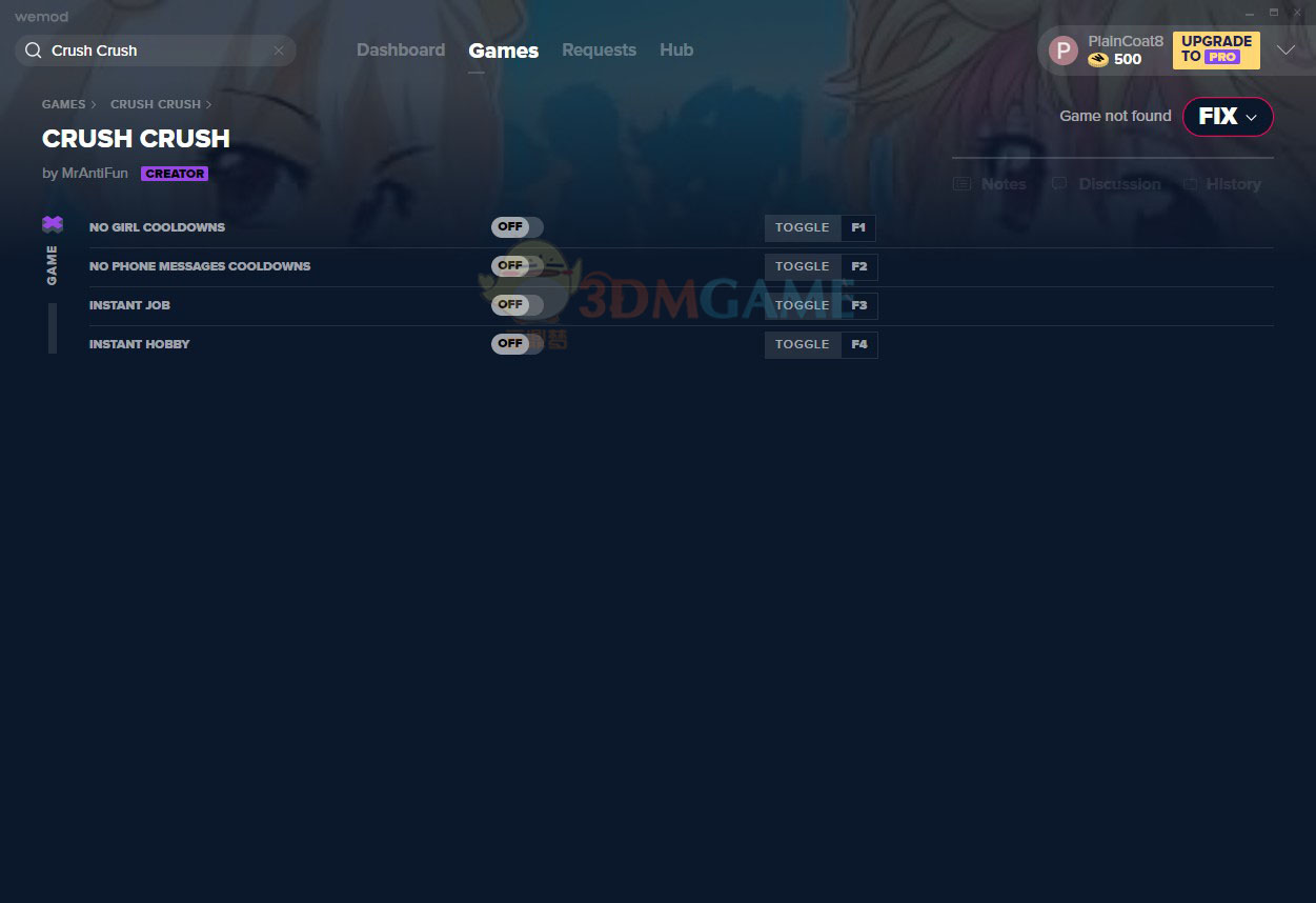 《Crush Crush》v2021.01.04四项修改器[MrAntiFun]