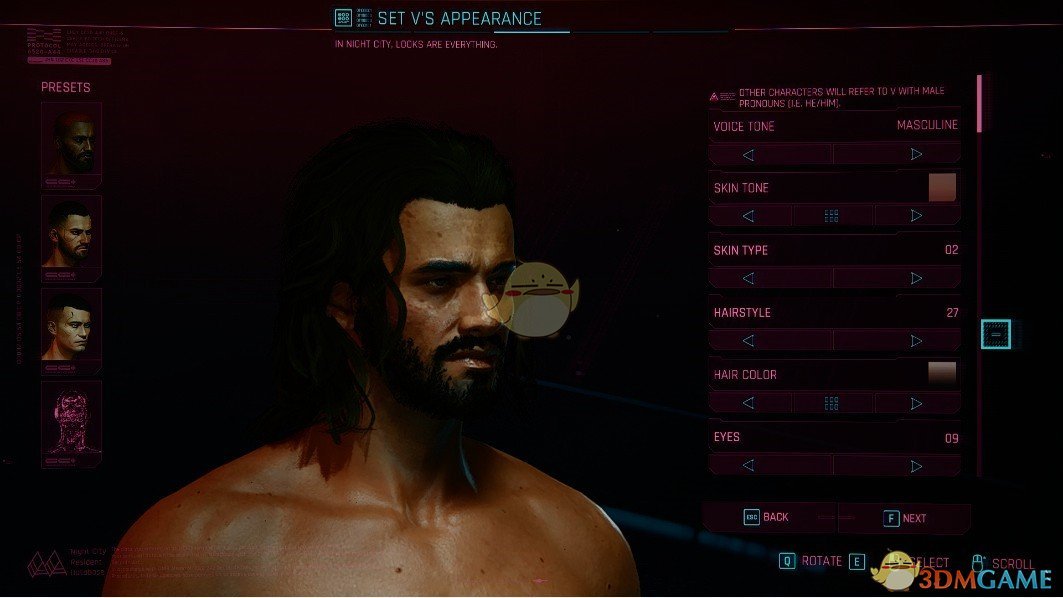 《赛博朋克2077》成熟乱发男V发型MOD