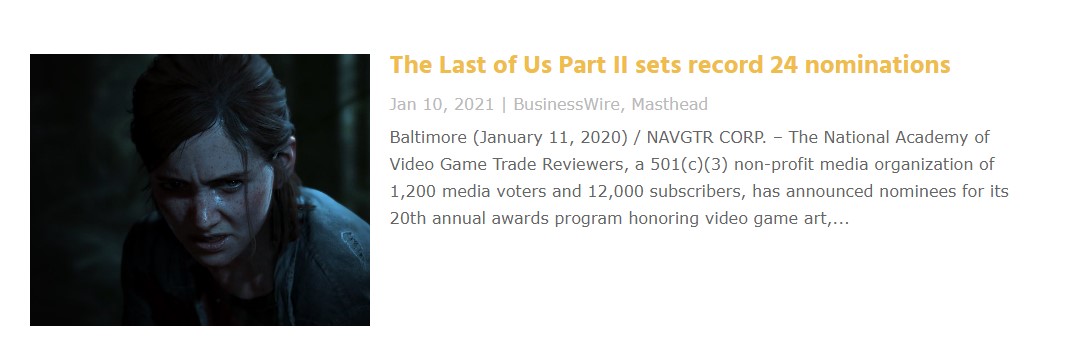 24个！《美末2》创下美国游戏评论家协会大奖提名纪录 索尼游戏70个提名