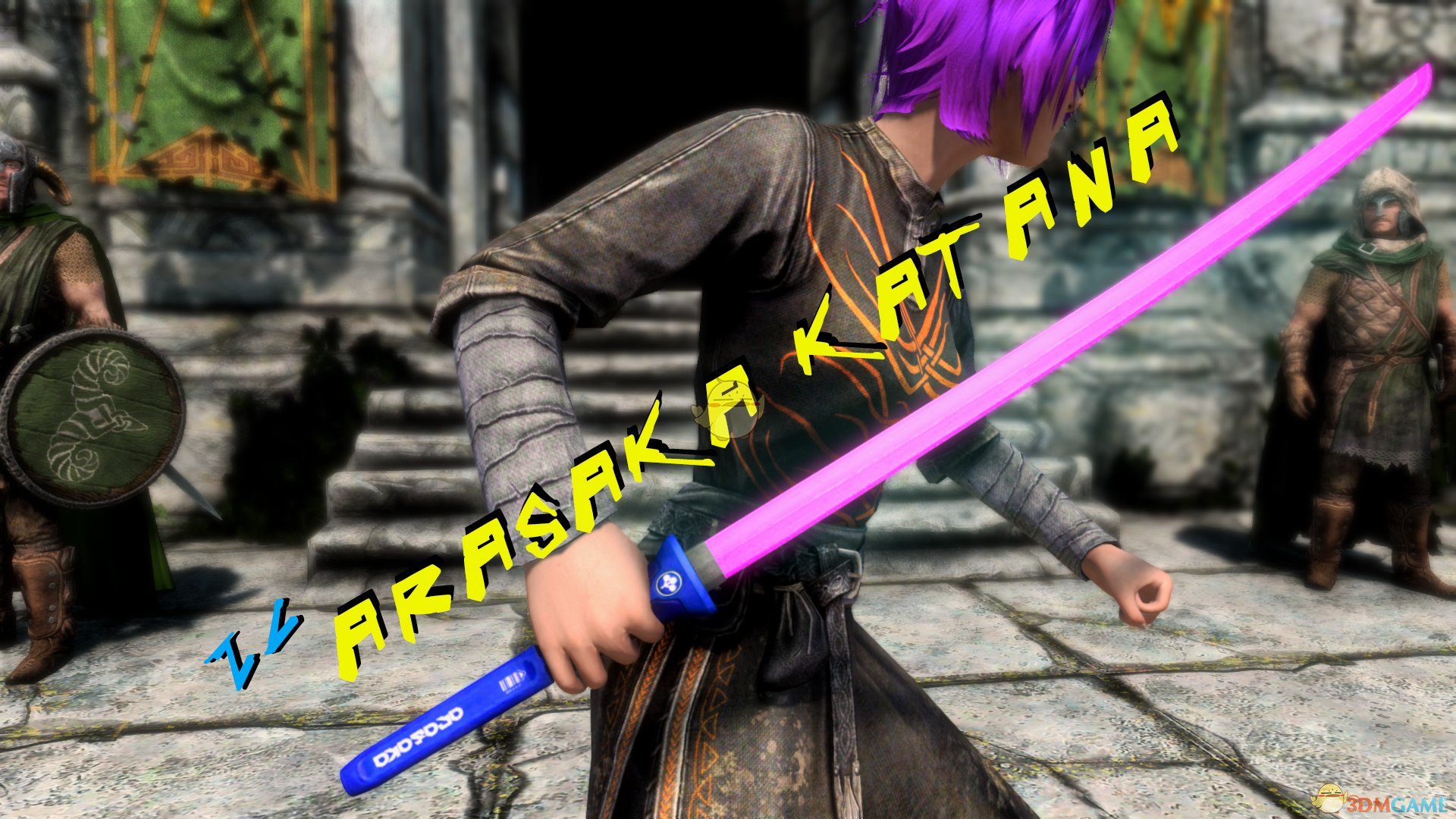 《上古卷轴5：天际重置版》赛博朋克2077武士刀MOD