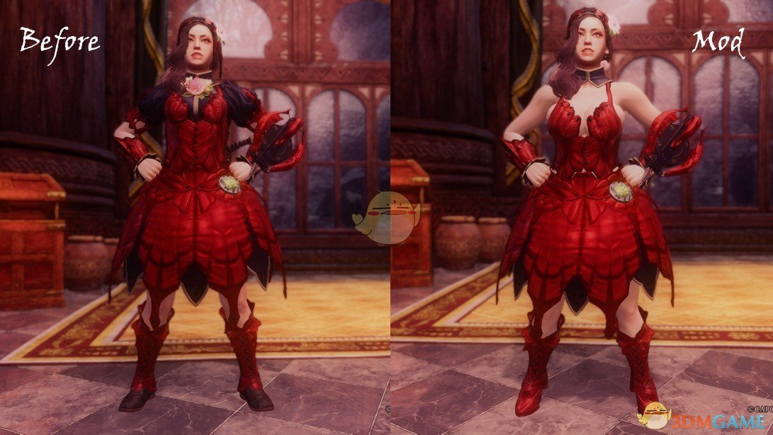 《怪物猎人：世界》赤色性感开花套MOD