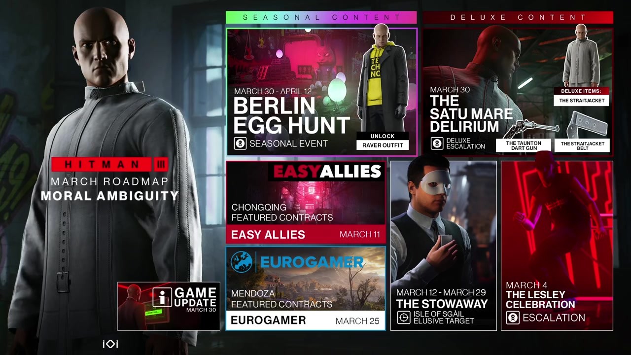 IO Interactive公布《杀手3》三月更新路线图