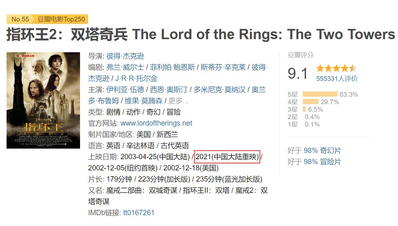 《阿凡达》或3月12日重映 《指环王》3部曲也将重映