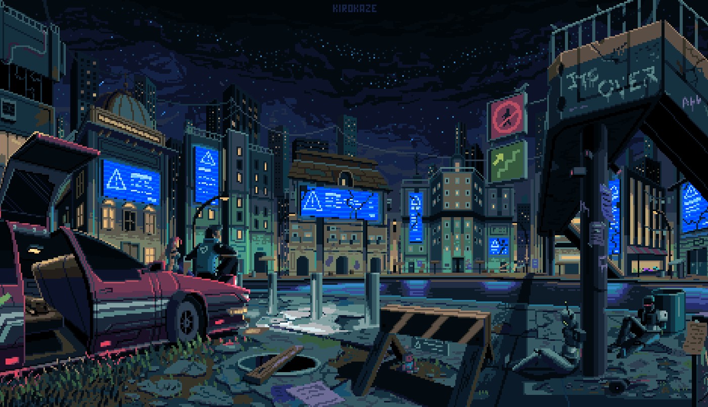 《Wallpaper Engine》像素风朋克废弃之城动态壁纸