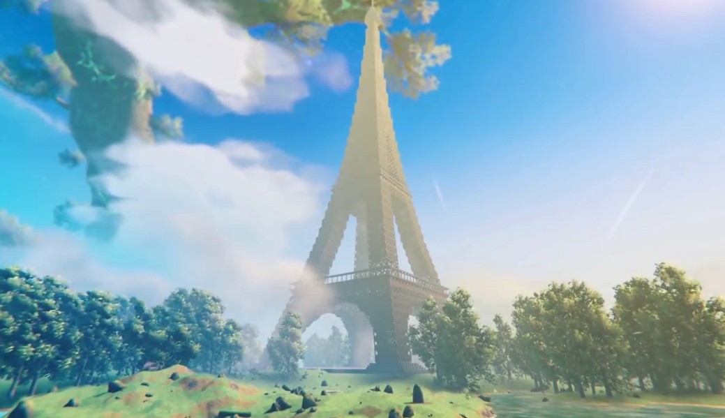玩家在《英灵神殿》打造了埃菲尔铁塔 实大比例消耗4万方块