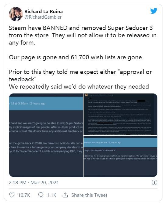 Valve拒绝在Steam上发行PUA游戏《超级情圣3》