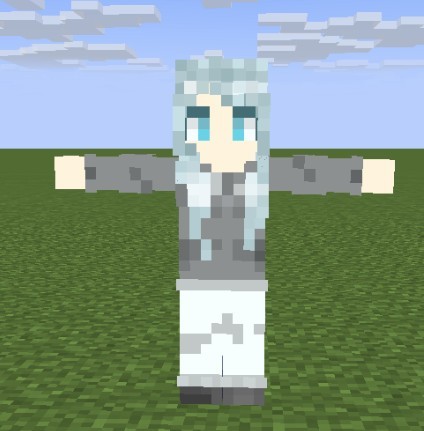 《我的世界》蓝色卷长发少女皮肤MOD