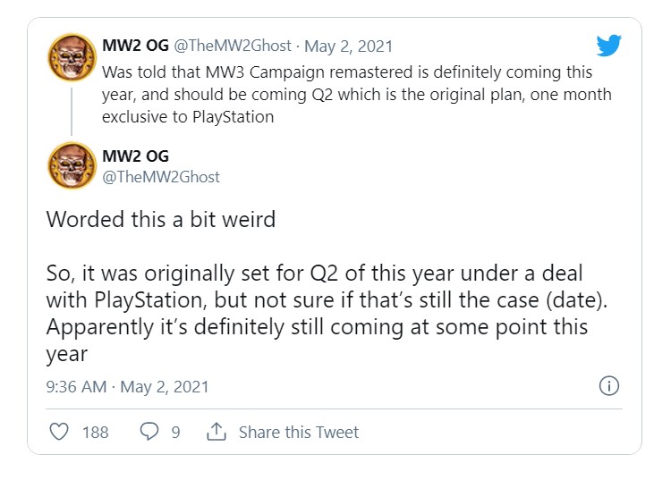 传《使命召唤8：现代战争3》战役重制版或于今年Q2推出 索尼独占1个月