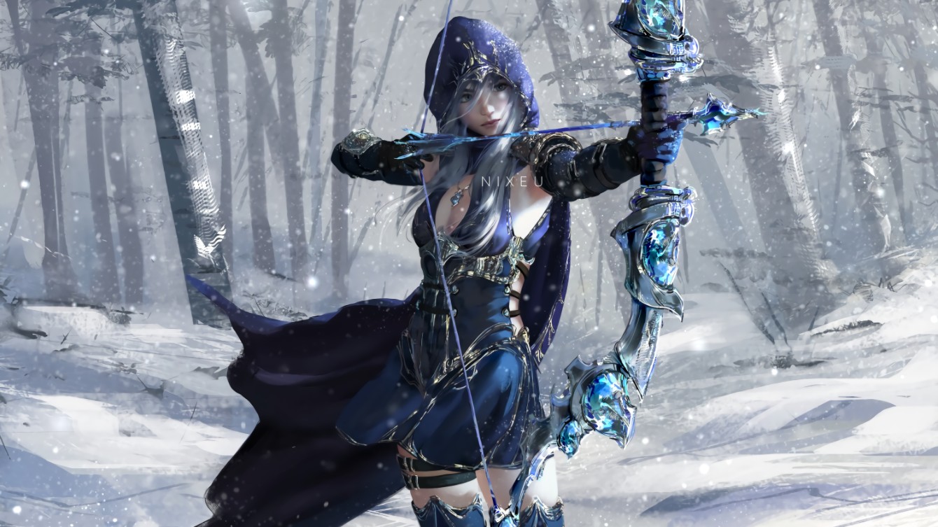 《Wallpaper Engine》厚涂风寒冰射手艾希绘图动态壁纸