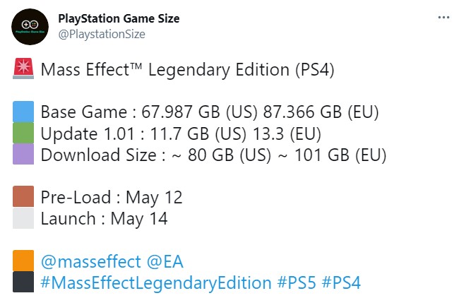 PS5/PS4版《质量效应：传奇版》容量超级大 最高达101GB