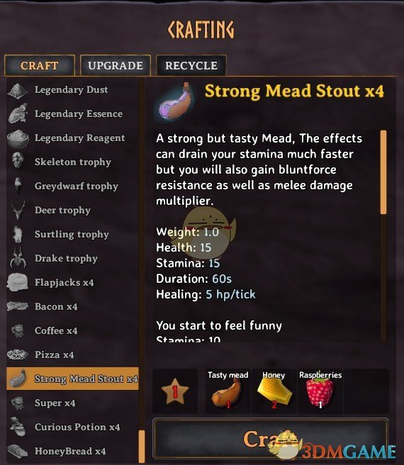 《Valheim：英灵神殿》新的食谱MOD