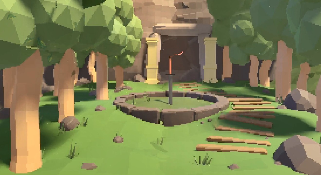 《Wallpaper Engine》像素风遗迹前的石潭剑动态壁纸