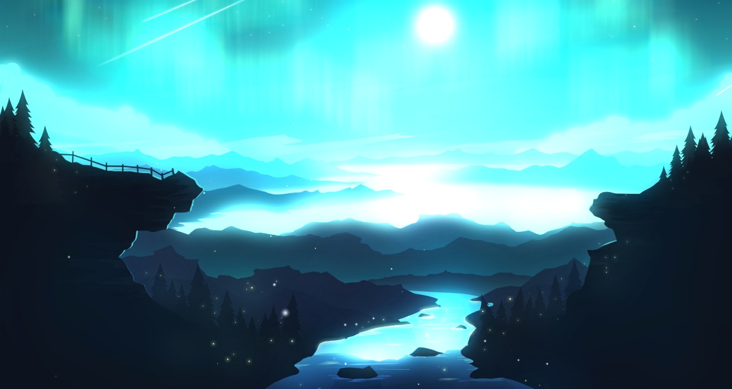 《Wallpaper Engine》月光与山川绘图动态壁纸