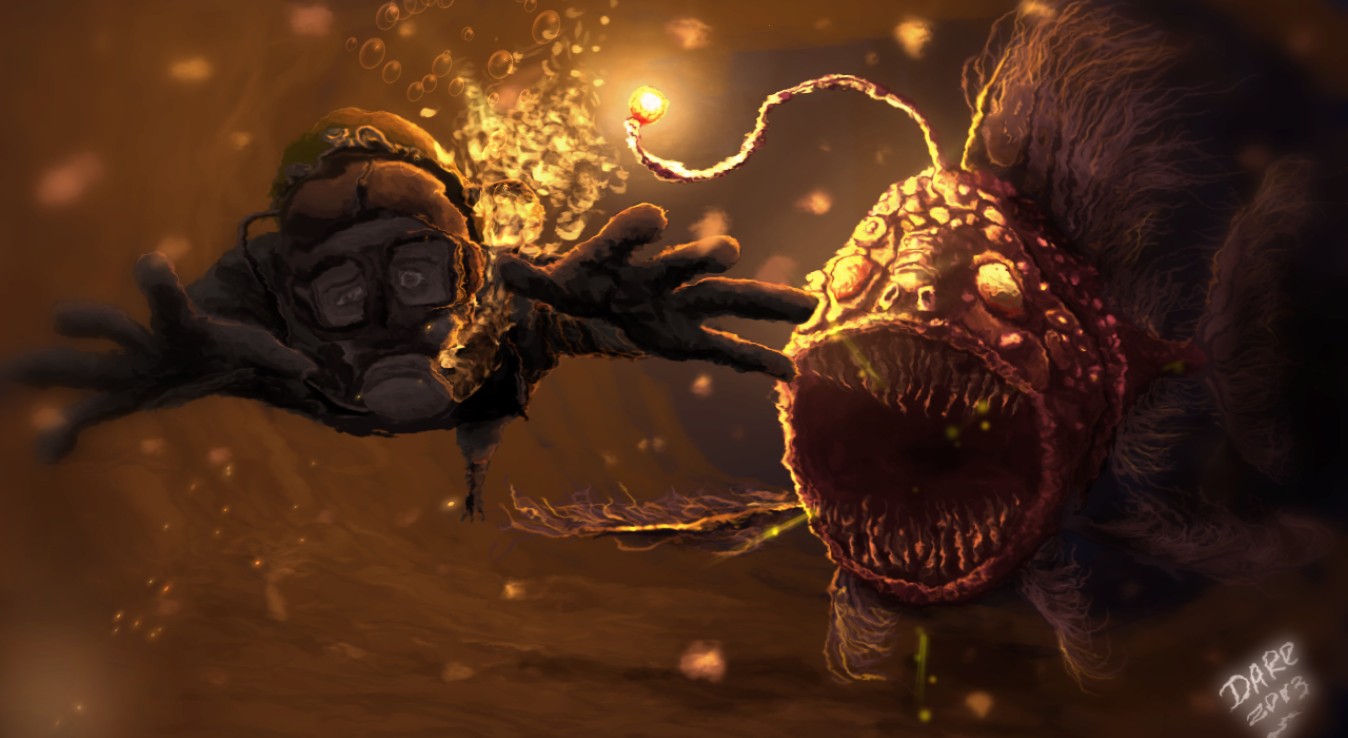 《Wallpaper Engine》从安康鱼嘴下逃生的潜水员动态壁纸