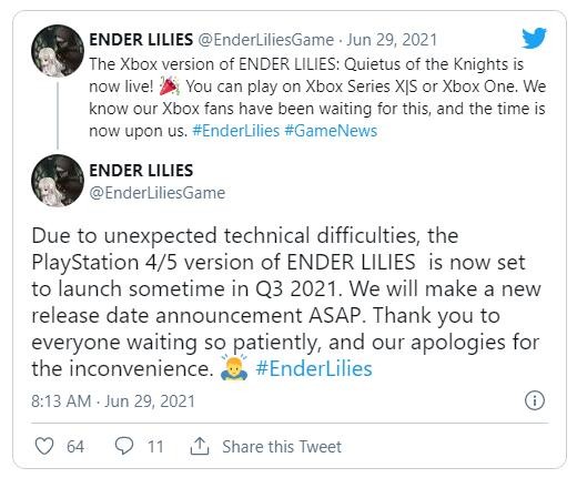 《终结的百合花》XS/XB1版已推出 PS4版推迟至Q3