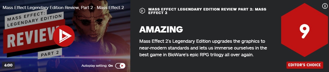 《质量效应：传奇版》第2章IGN评9分 三部曲的高潮