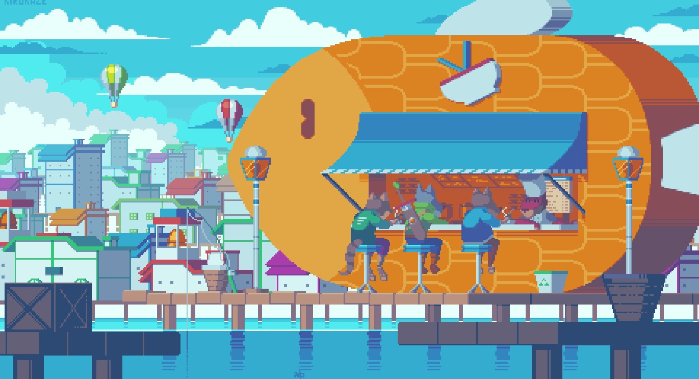 《Wallpaper Engine》像素风动物们街边小吃店动态壁纸