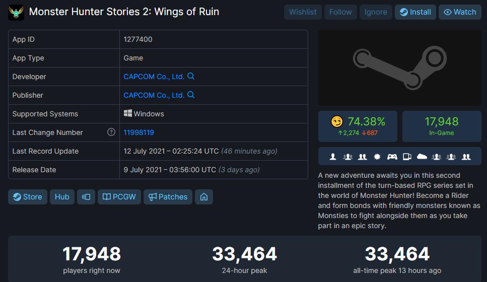 《怪物猎人物语2》已正式发售 破单人JRPG在线人数纪录