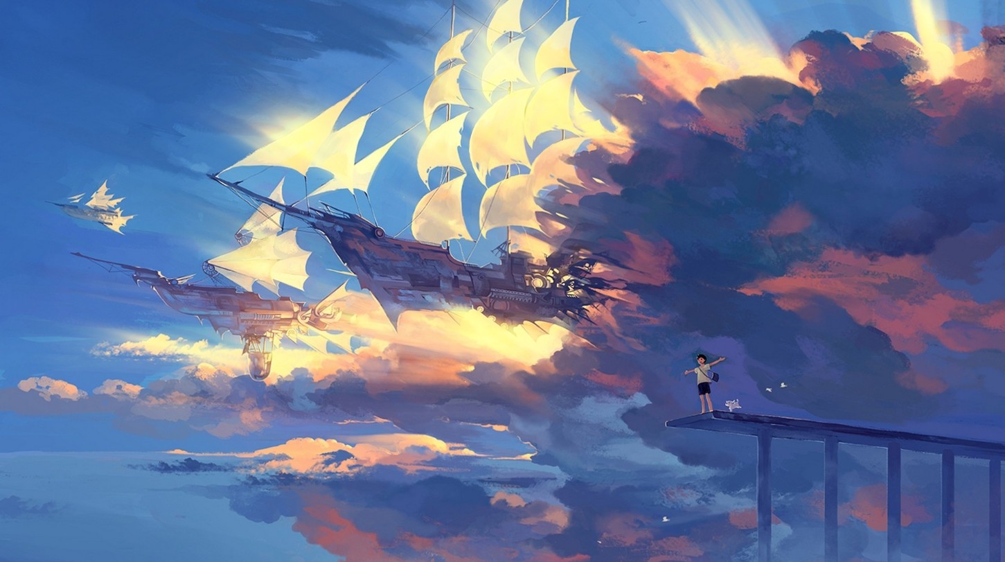 《Wallpaper Engine》天空船绘图动态壁纸