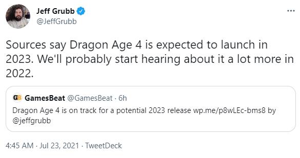 传闻：《龙腾世纪4》将于2023年正式发布