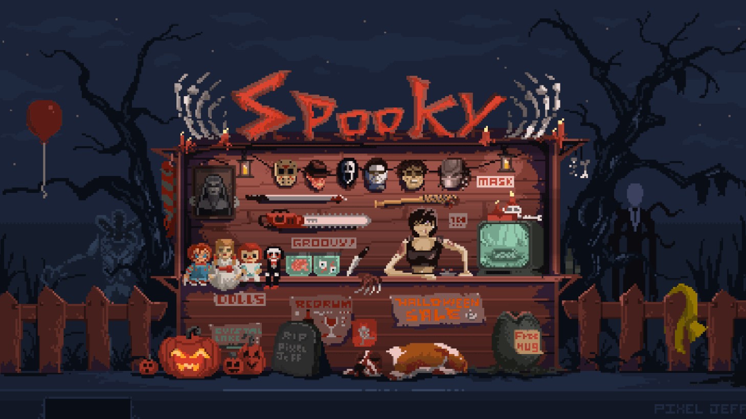 《Wallpaper Engine》像素风万圣节商店动态壁纸