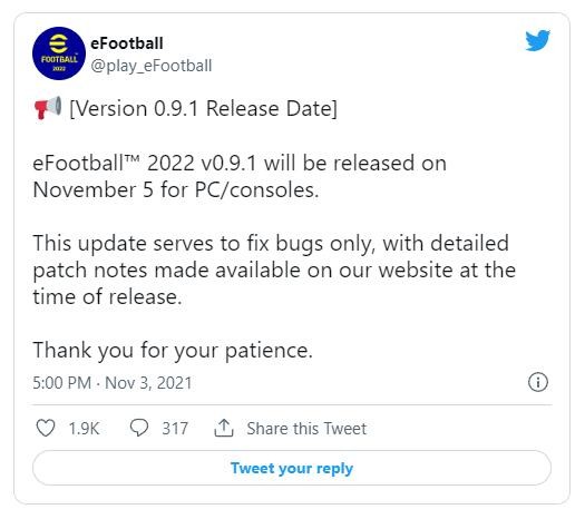 《eFootball》补丁将于11/5更新 开始修复诸多Bug