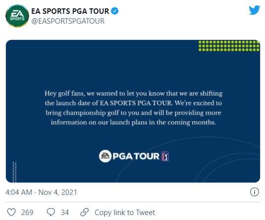 EA推迟高尔夫模拟游戏《PGA巡回赛》发售时间