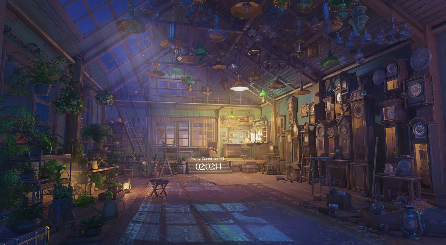 《Wallpaper Engine》钟表匠的钟表店音频记时动态壁纸